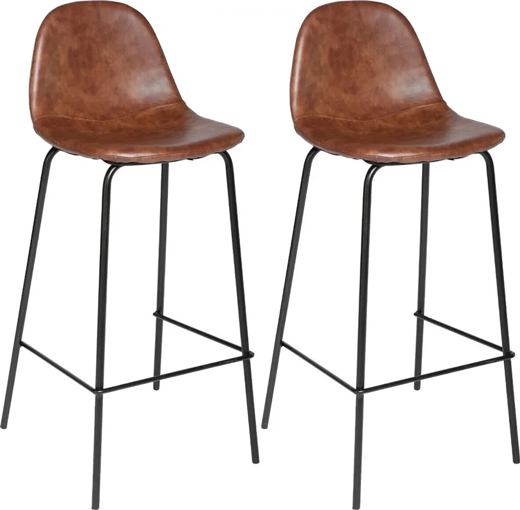 Tabouret de bar Mara marron pour table haute et mange-debout lot de 2