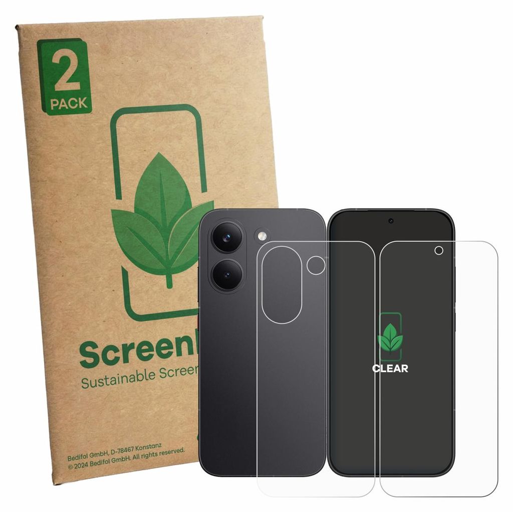 2x ScreenLeaf Schutzfolie für Xiaomi Poco X8 Pro (Display+Rückseite) nachhaltiger Displayschutz Display Schutz Folie Klar Transparent