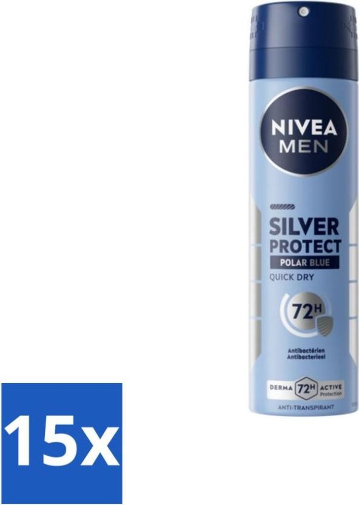 Nivea - Men - Deodorant - Spray - Silver Protect Polar Blue - 150 ml - Vorteilspack - 15 Stücke