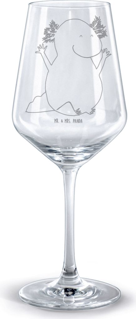 Mr. & Mrs. Panda Rotwein Glas Axolotl Hurra - Transparent - Geschenk, Weinglas, Kelch, Rotweinglas mit Gravur, graviert, Motivation, Spaß, Lurch, ...