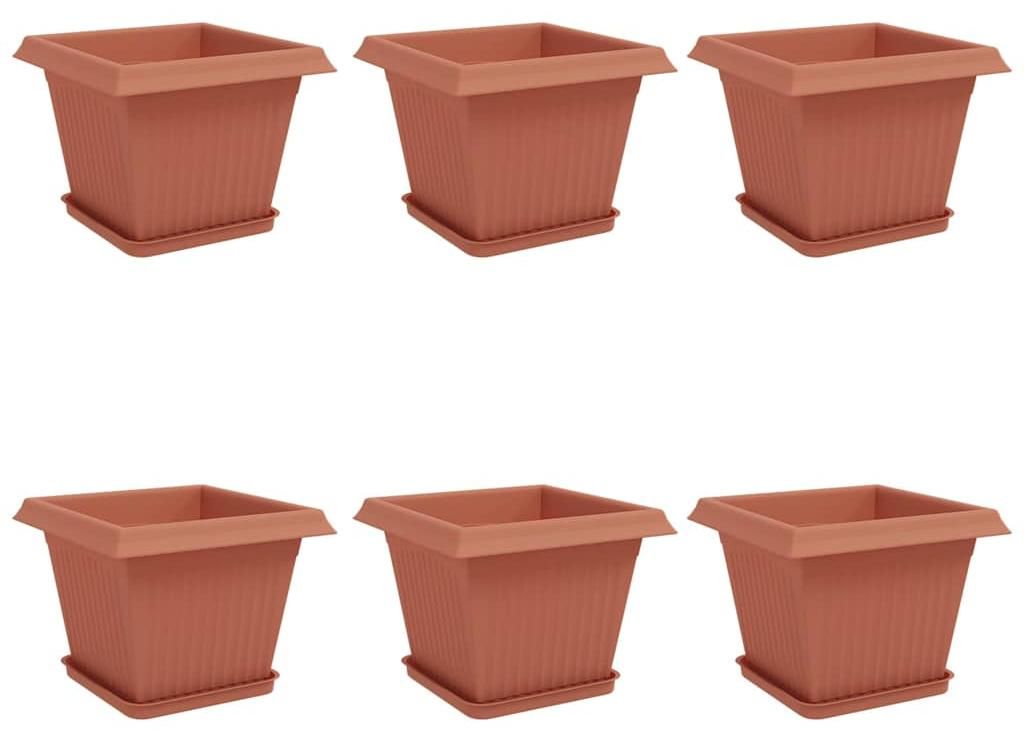 Blumentöpfe 6 pcs Ziegelrot 28,5 x 28,5 x 22 cm Kunststoff