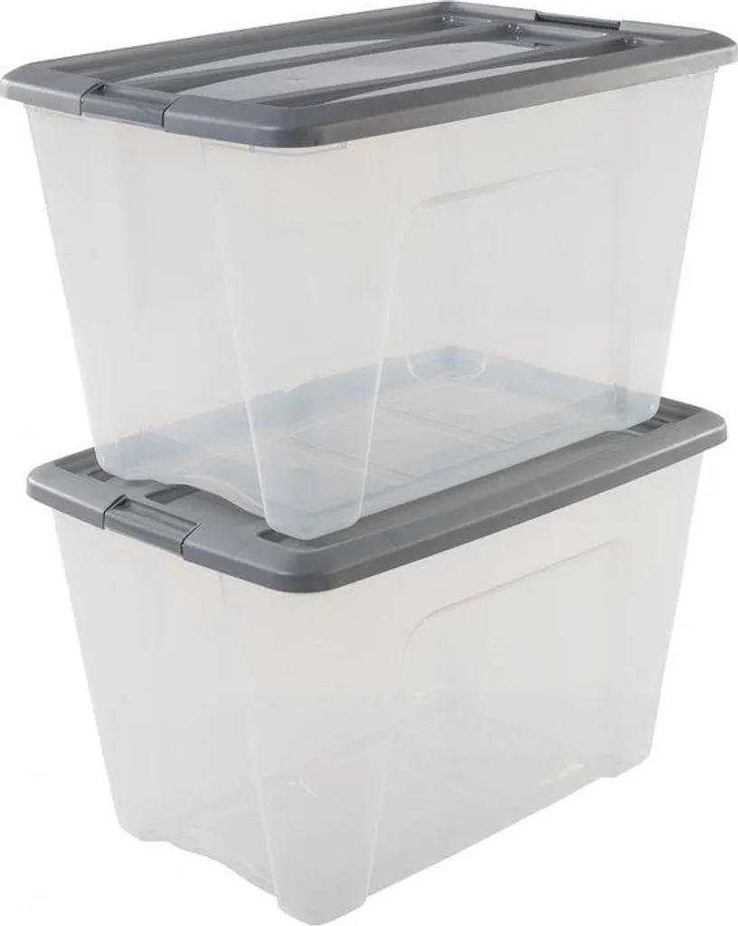 Bac transparent 60 litres anti-poussière avec attaches pour archivage