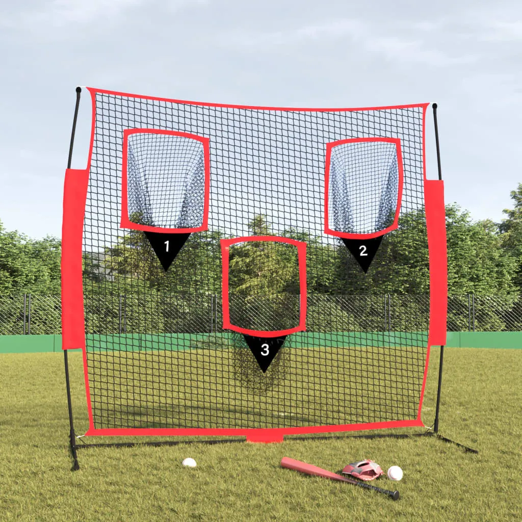 Filet de baseball robuste 183 cm polyester avec cadre acier noir et rouge - 2
