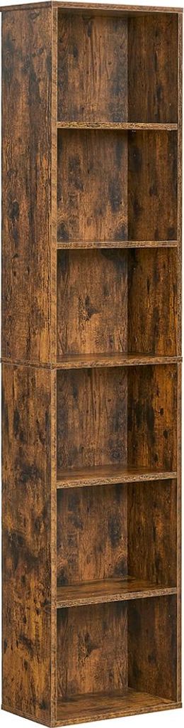 Bücherregal mit 6 Ebenen, 24 x 40 x 178,5 cm, Vintage-Braun