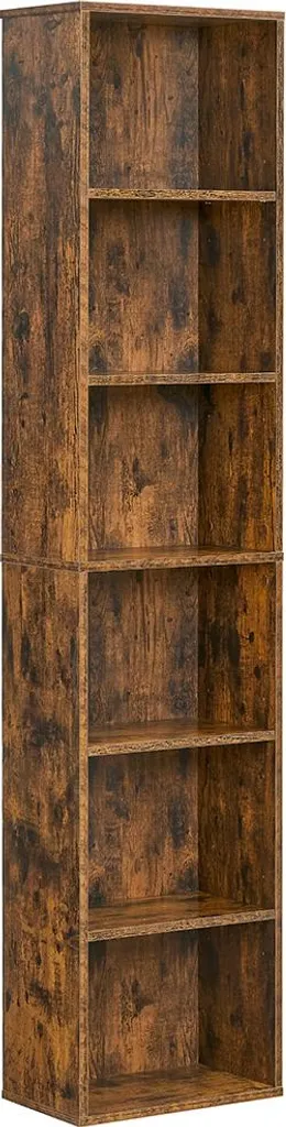 Étagère de rangement haute à 6 compartiments bois brun vintage 178 cm