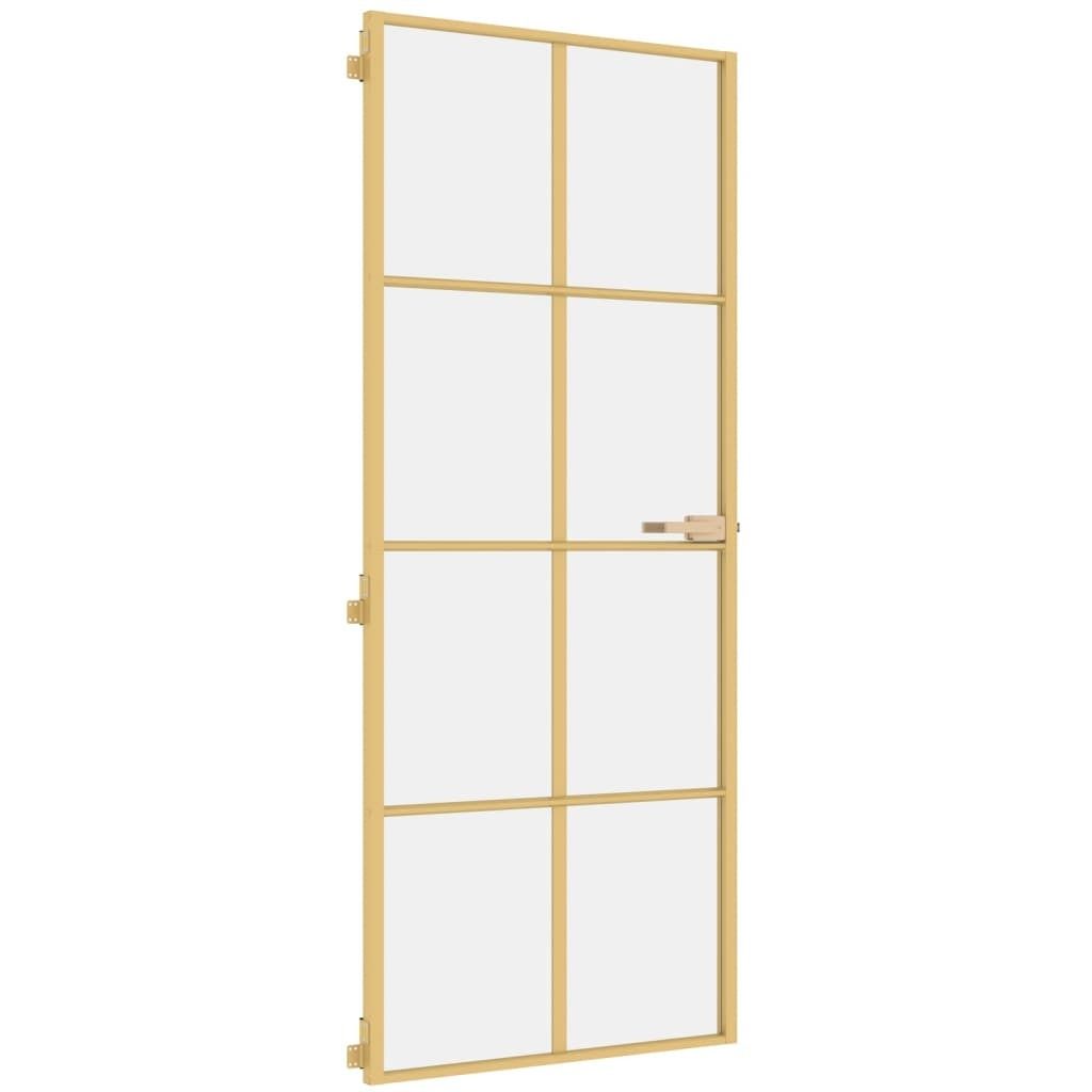 vidaXL Innentür Schlank Golden 83x201,5 cm Hartglas und Aluminium