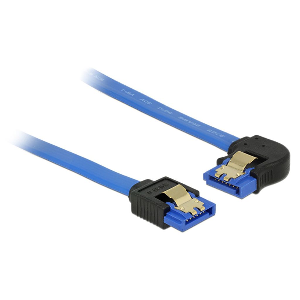 SATA 6 Gb/s Kabel gerade/gewinkelt, 10 cm blau, mit Goldclips