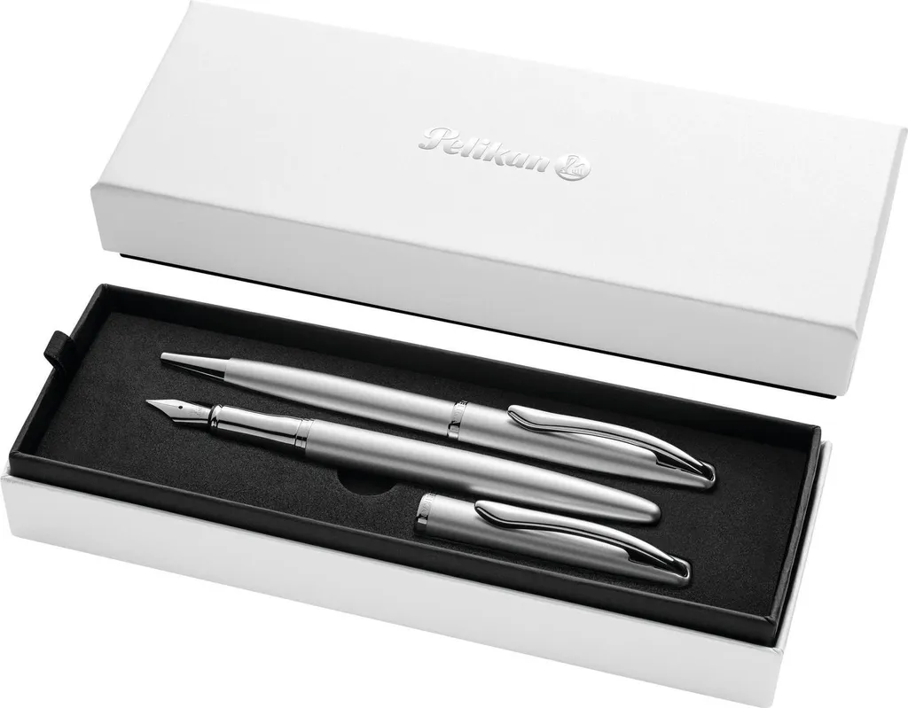 Stylo Plume Pelikan Jazz Noble Elegance Argenté en Métal avec Coffret
