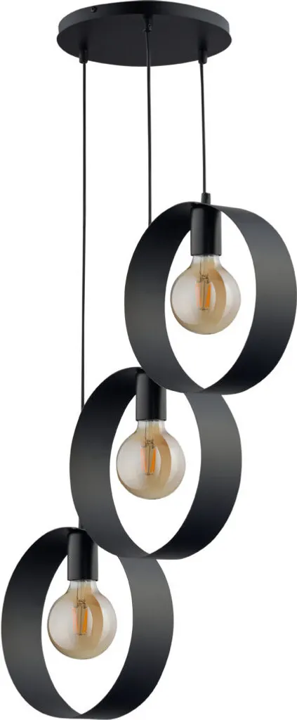 Éclairage Design Salon : Suspension Noire Happy 3 Cerceaux pour Grand Espace
