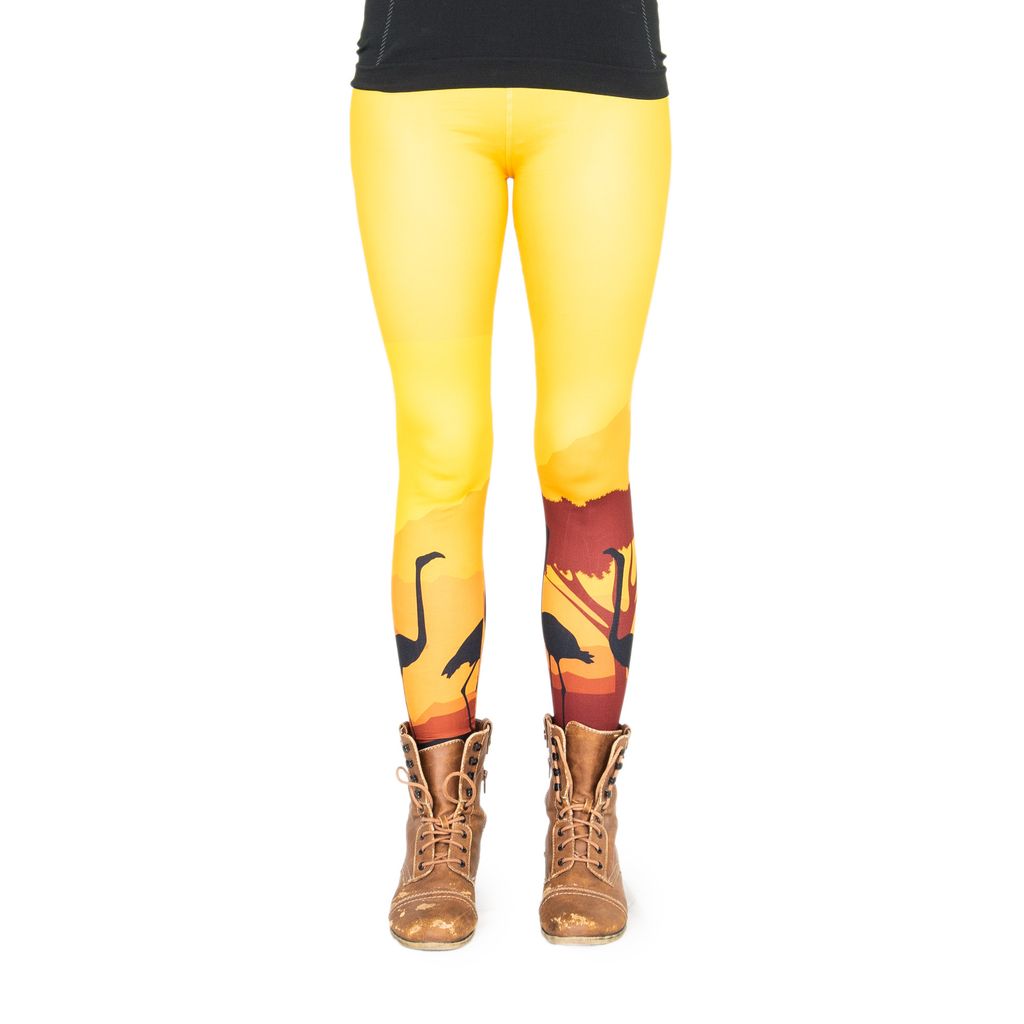 cosey - Flamingo Line -Leggins (Einheitsgröße) - Design Flamingo Sonnenuntergang