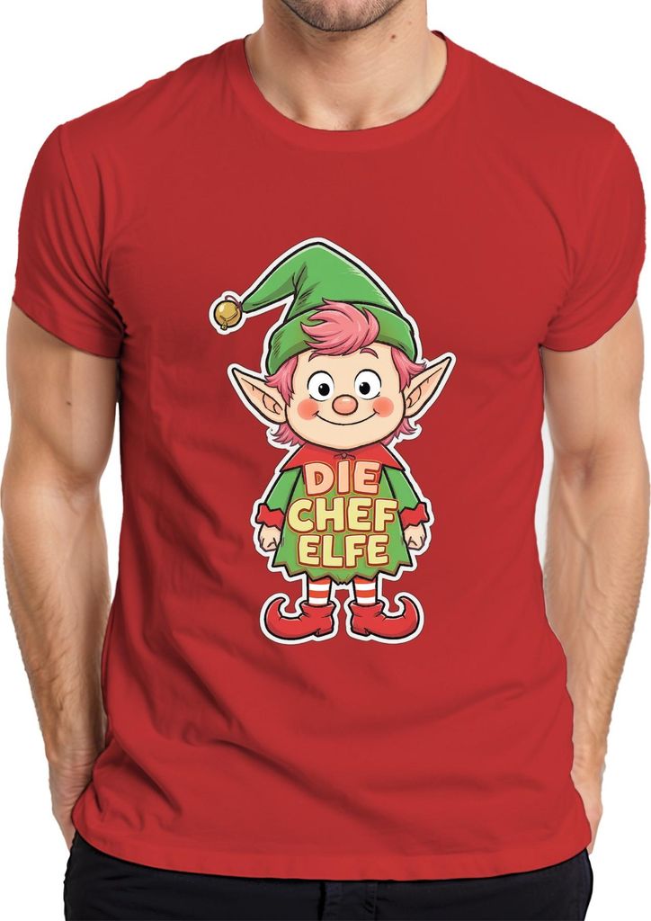 DIE CHEF ELFE Weihnachtselfe Wichtel Niedlich Kinder Advent Spaß Herren T-Shirt, Rot, 3XL