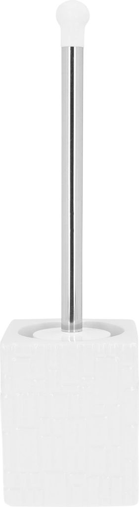 QUVIO Toilettenbürste mit Halter - Toilettenbürstenhalter - Toilettenzubehör - Keramik - Kunststoff - Weiß - 9,5 x 9,5 x 41,5 cm