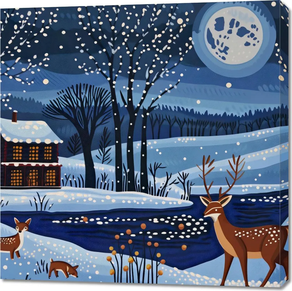 Tableau Salon 90 x 90 cm L'hiver arrive - Créer une Ambiance Cosy