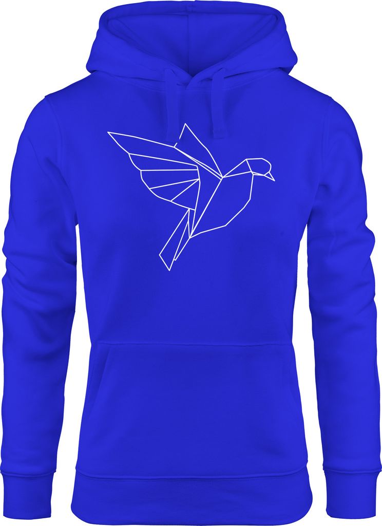 Kapuzen-Pullover Damen Hoodie Polygon Origami Vogel Bird Moonworks blau L