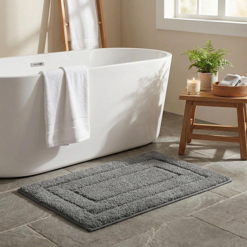 Badematte 50x80 cm, dunkelgraue Badematte, superweich, rutschfest, waschbar, saugfähig, Badematte für WC, Dusche und Toilette, dunkelgraue Badematte