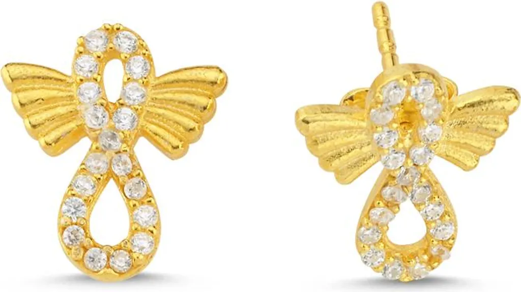 Boucles d'oreilles pendantes infini ailes d'ange en argent pour femme