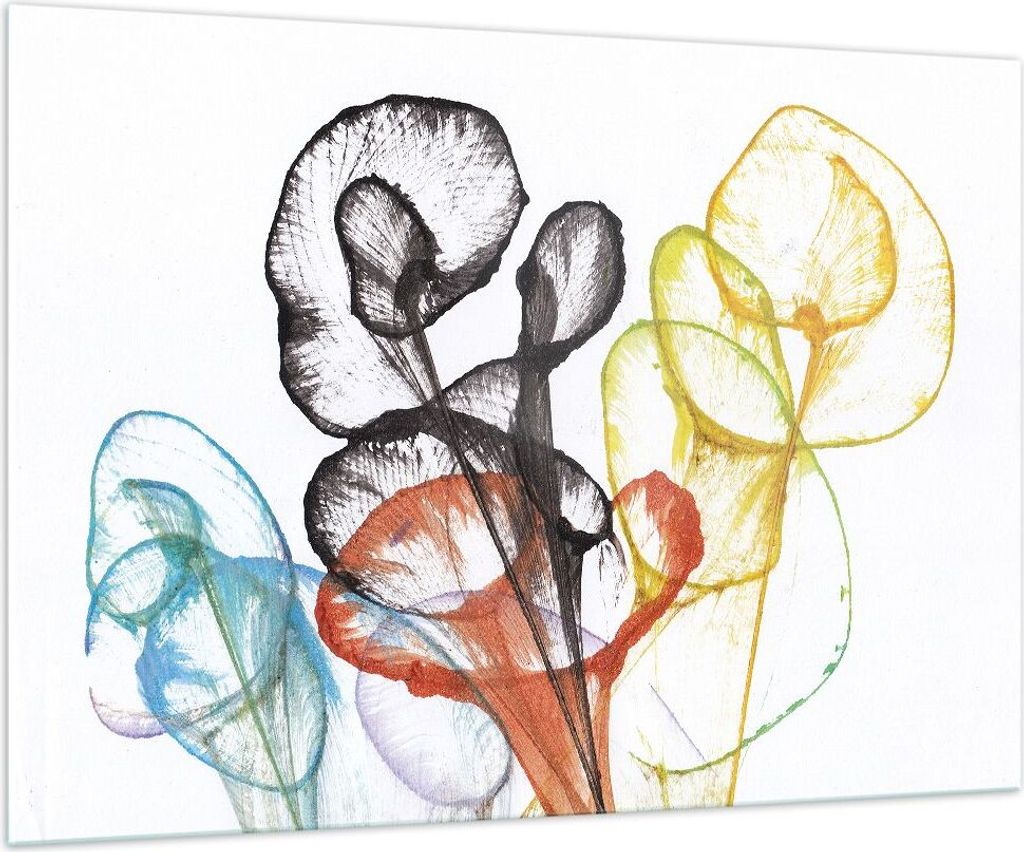 Bilder auf glas - Einteilig - Blumen Abstraktion Surrealismus - 100x70cm - Glasbilder - Wandbilder - Bilder - Wanddekoration aus Glas - Glas Bilder...