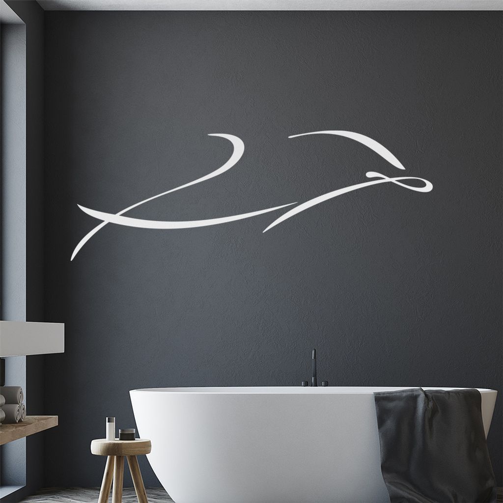 Delfin Linien - Delfine Wandtattoo in 6 Größen - Wandaufkleber Wall Sticker - Dekoration, Küche, Wohnzimmer, Schlafzimmer, Badezimmer