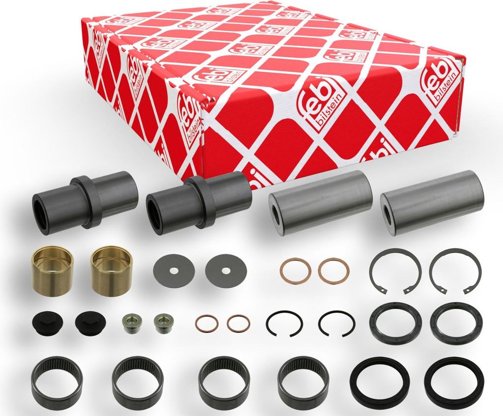 FEBI BILSTEIN Reparatursatz Achsschenkelbolzen 45269 Vorne oben Vorne unten passend für MERCEDES-BENZ ACTROS 2mm 18mm 50mm 2mm Stahl 24mm 50mm 0,0...