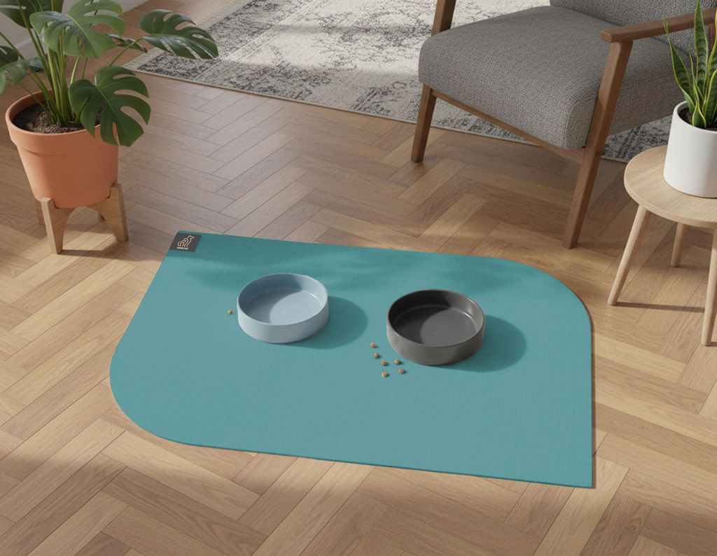 SANOZOO - Napfunterlage Blatt - Futtermatte in Petrol 60 x 90 cm