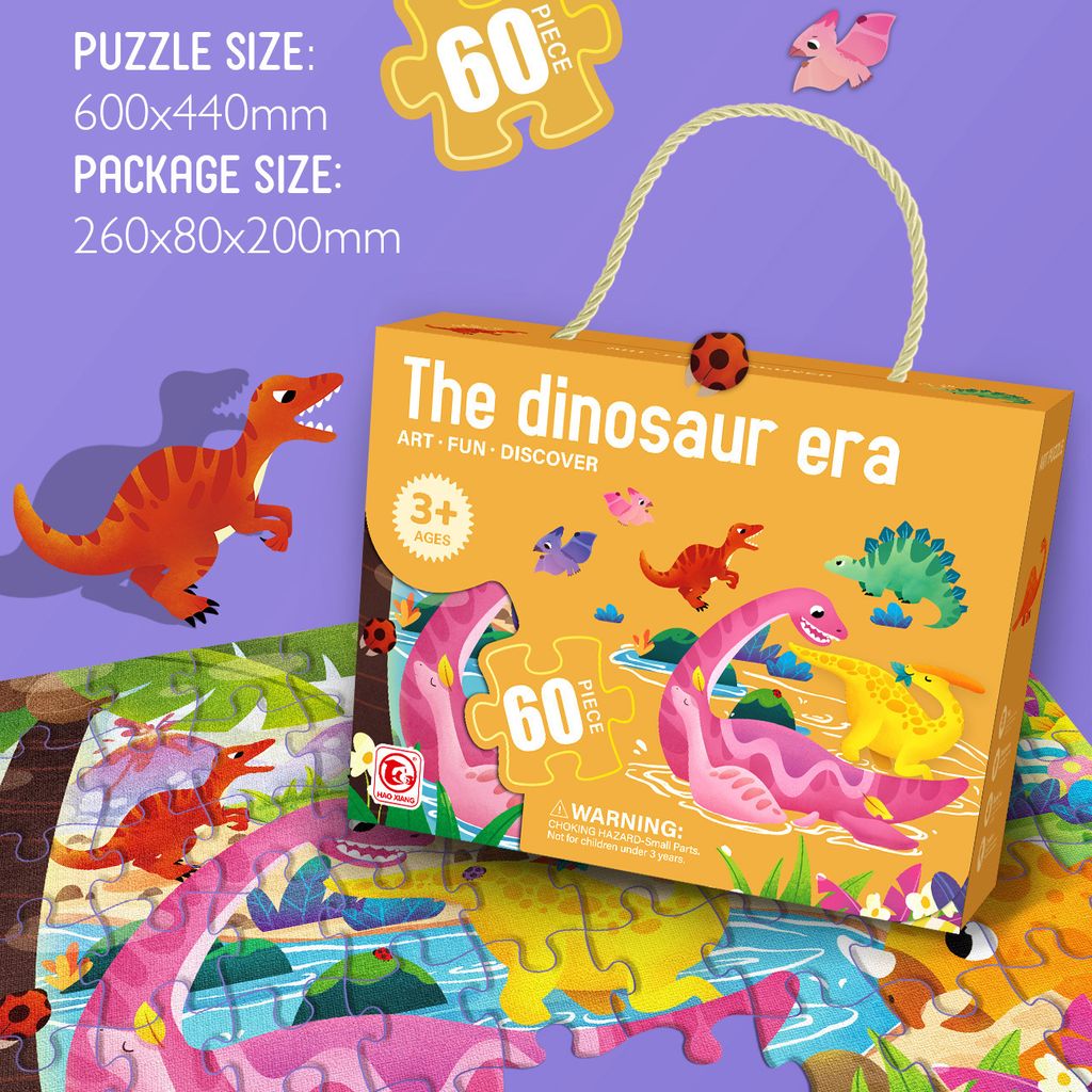 360Home Kinderspielzeug Geschenk Puzzle Eine große Auswahl an Kinderpuzzles in einer Geschenkbox 60-teiligen Dinosaurier