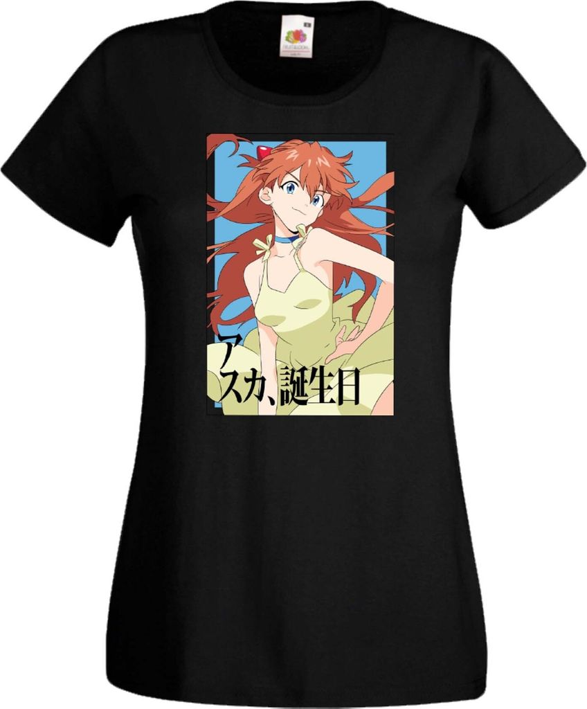 Damen T-Shirt Anime Manga Neon Anime Genesis Manga Evangelion Asuka Langley Soryu 03 Asuka Langley, Lady S / Schwarz