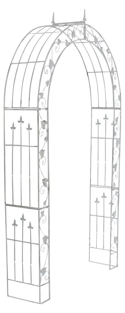 Arche de jardin Emma en fer forgé blanc antique résistante aux UV