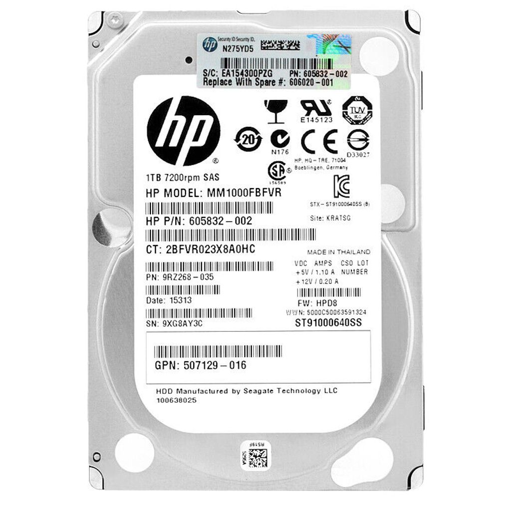 HPE 1TB 6G SAS 7.2K rpm SFF (2.5-inch) Dual Port Midline Produktbild 