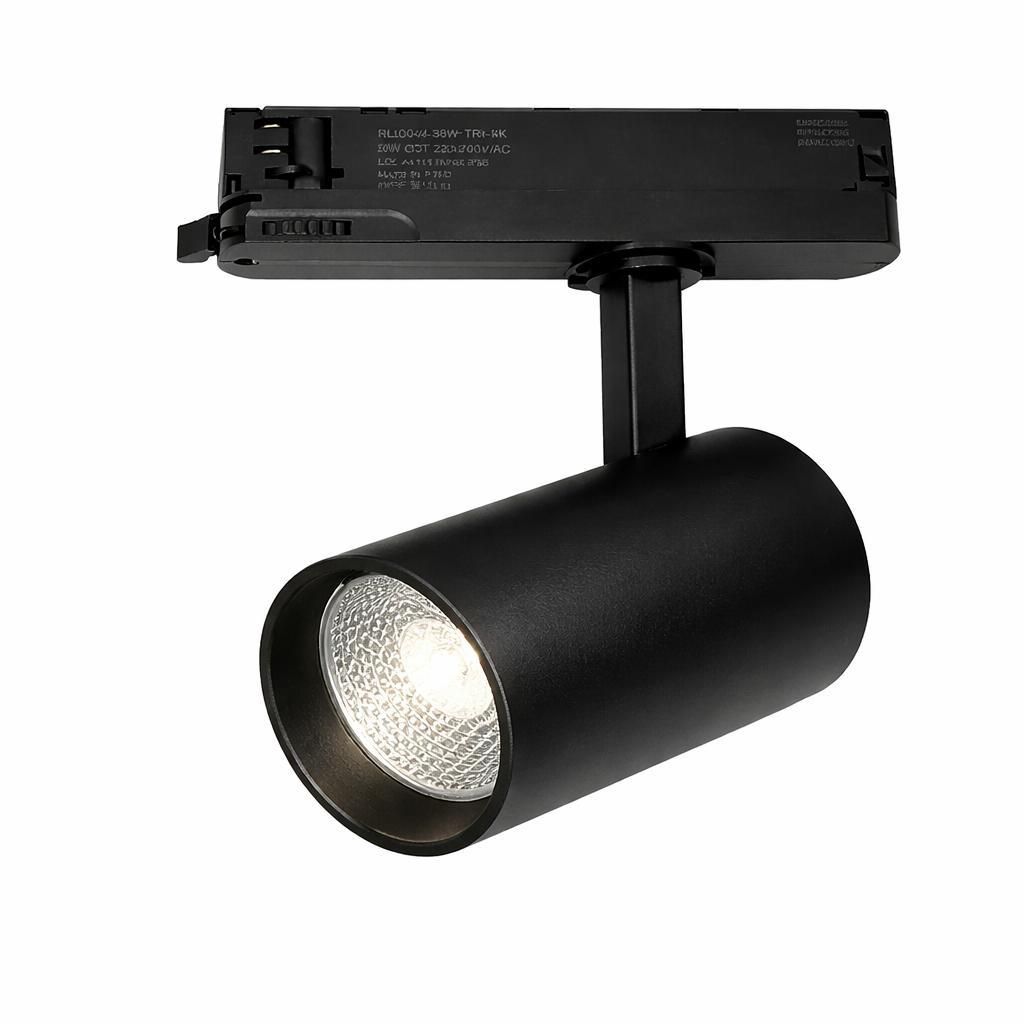 Foco LED für Drehstrom-Schienenbeleuchtung, 38 W, wählbare Farbtemperatur 2700 K, 4000 K, 6000 K, einstellbar, Schwarz