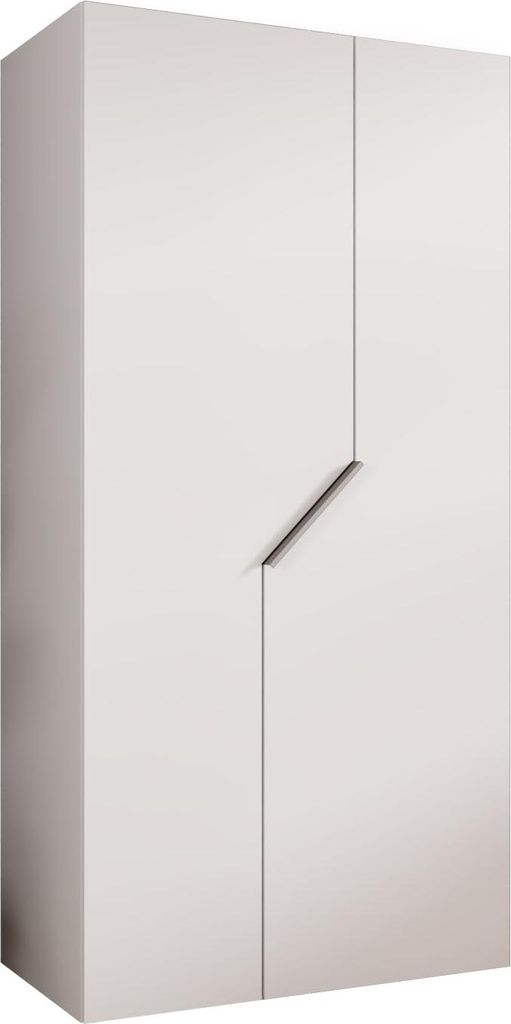 MEBLE KRYSPOL Schrank 100x202x52 cm mit Kleiderstange, 2xTür, ANDREW, Weiß, Griff Kaschmir