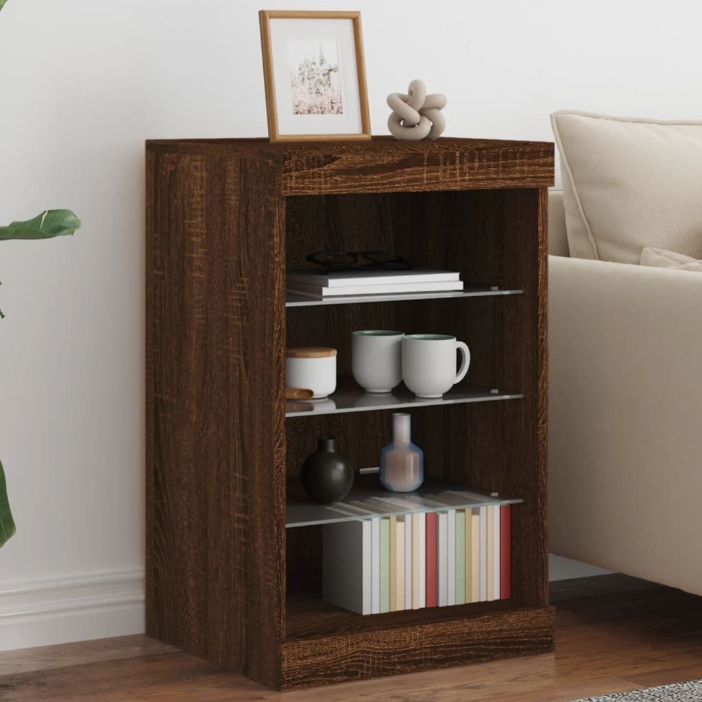 Maison Exclusive - Sideboard mit LED-Leuchten Braun Eichen-Optik 41x37x67 cm