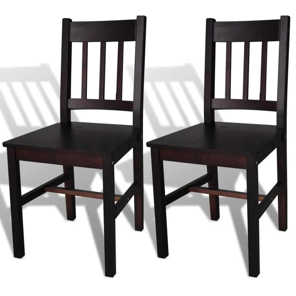 Sedie Pranzo Legno Massello Pino 2 pz Marrone Scuro | Design Moderno