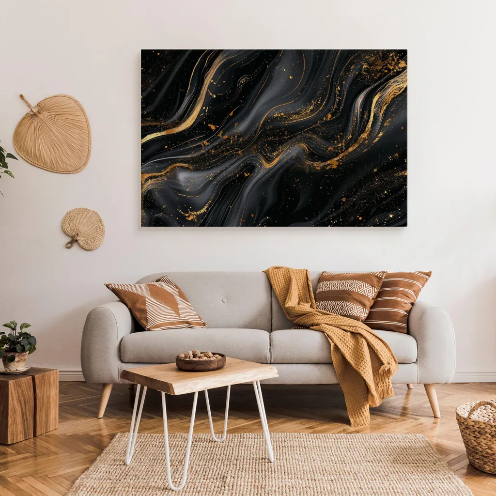 Quadro Su Tela Astratto Marmo 100x70 cm | Arredo Casa Glamour Muralo - 3