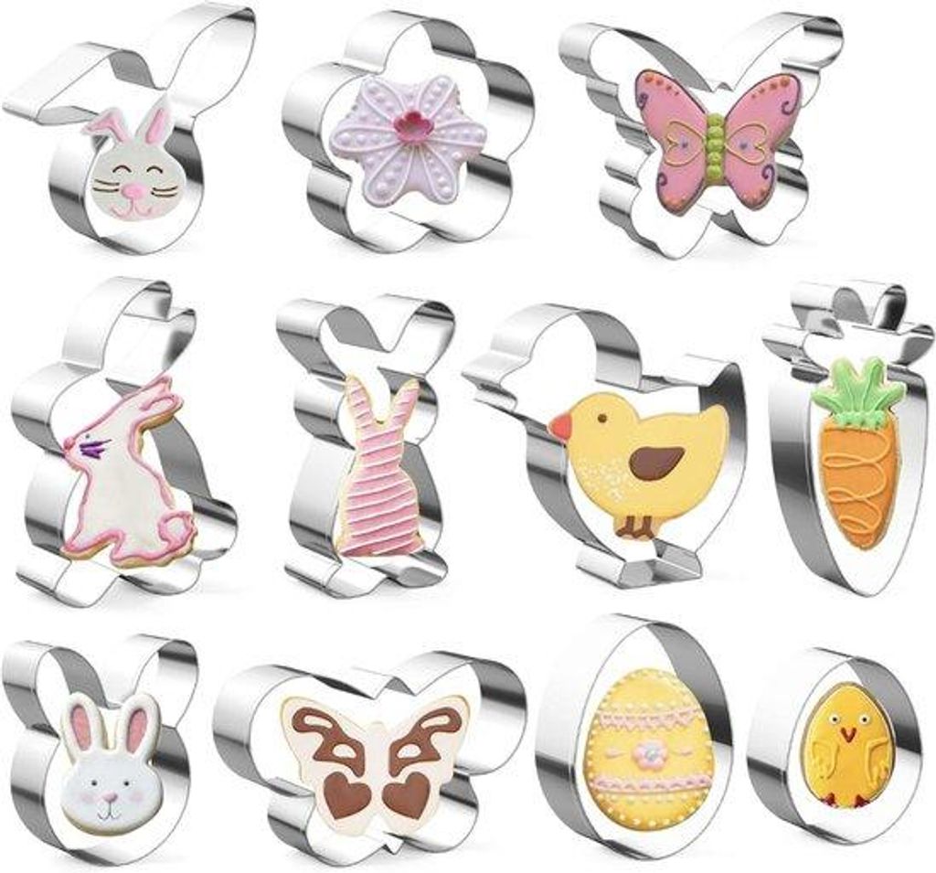 Pasen Uitsteekvormpjes Set 11 Stuks – Koekjesvormen Haas & Ei – Koekjessnijders Set – Patisserie Accessoires