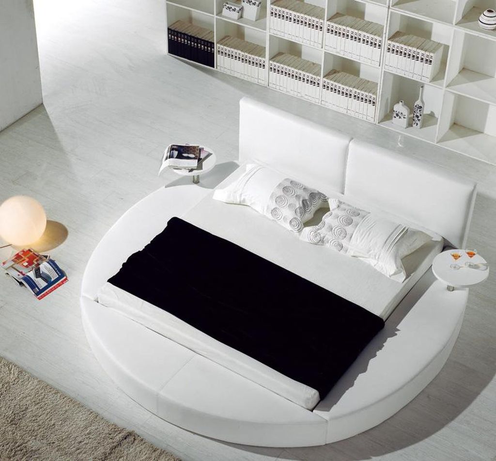 Rundes Bett Moderne Design Luxus Polster Rund Betten Textil Stoff Rundbetten neu