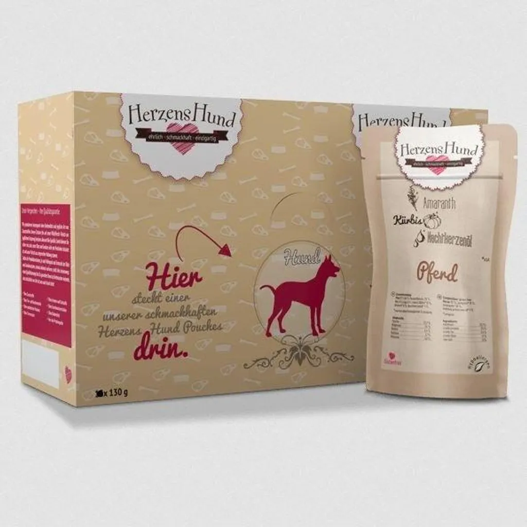Alimentation Humide Bio Chien - Cheval et Citrouille Herzenshund 15x130g