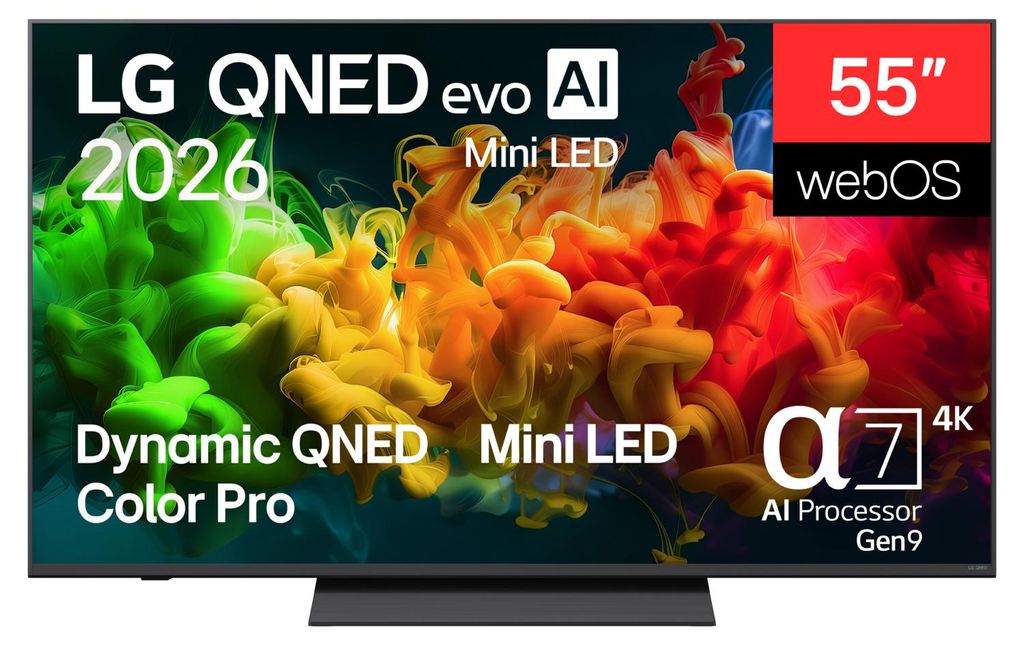 LG 55QNED80B6B 55 Zoll QNED evo AI Mini LED 4K Smart TV Produktbild 