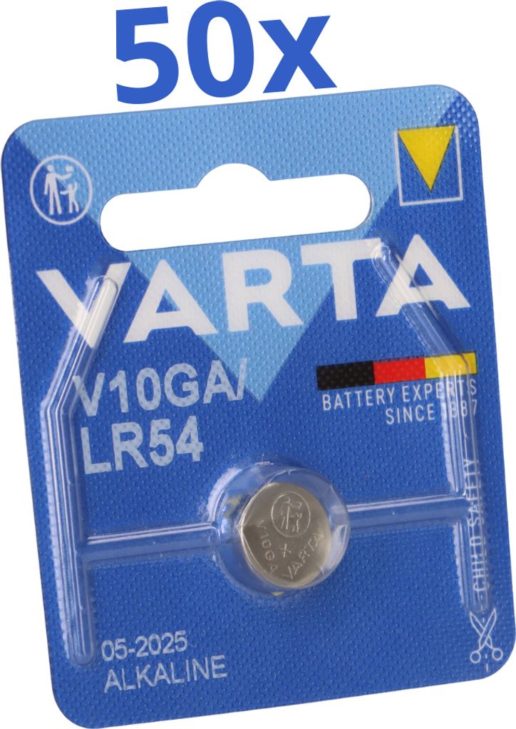 50x Varta Knopfzelle Electronics V 10 GA Alkaline 1,5 V 1er Produktbild 