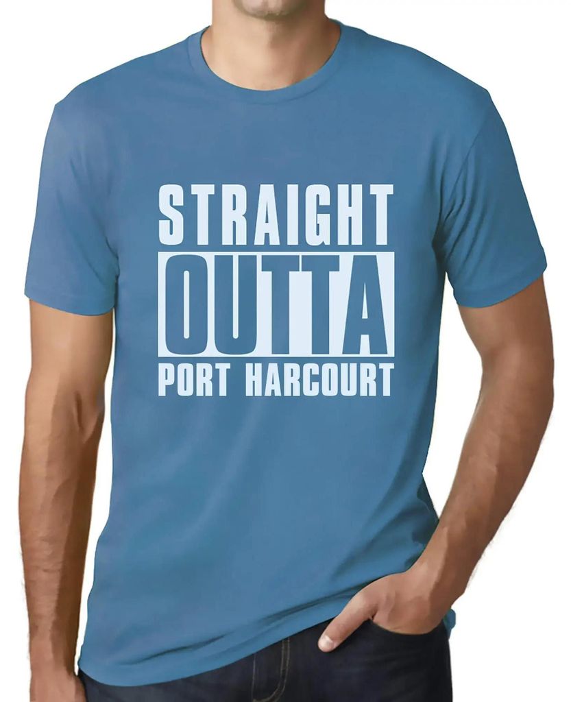 Herren Grafik T-Shirt Direkt aus Port Harcourt – Straight Outta Port Harcourt – Öko-Verantwortlich Vintage Jahrgang Kurzarm Lustige Druck Gebu...
