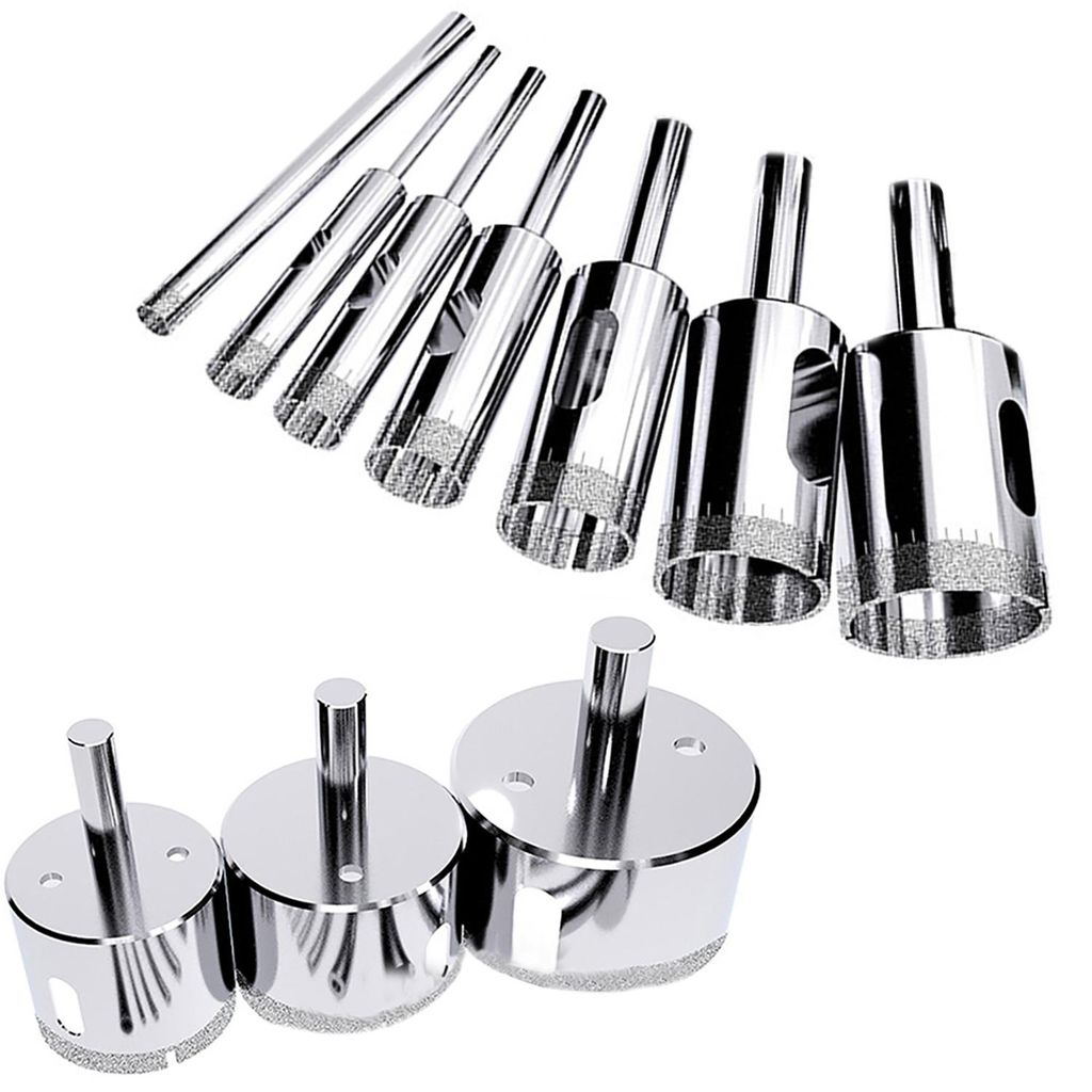 Diamantbohrer Fliesenbohrer Set, 10 Stück Lochbohrer Glas Keramik, Keramik Fliesen Glasbohrer Set, Bohrer für harte Fliesen, Bohrer-Set mit Lochs...