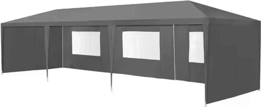 Grand barnum 3x9 m gris étanche avec 8 parois pour abri extérieur