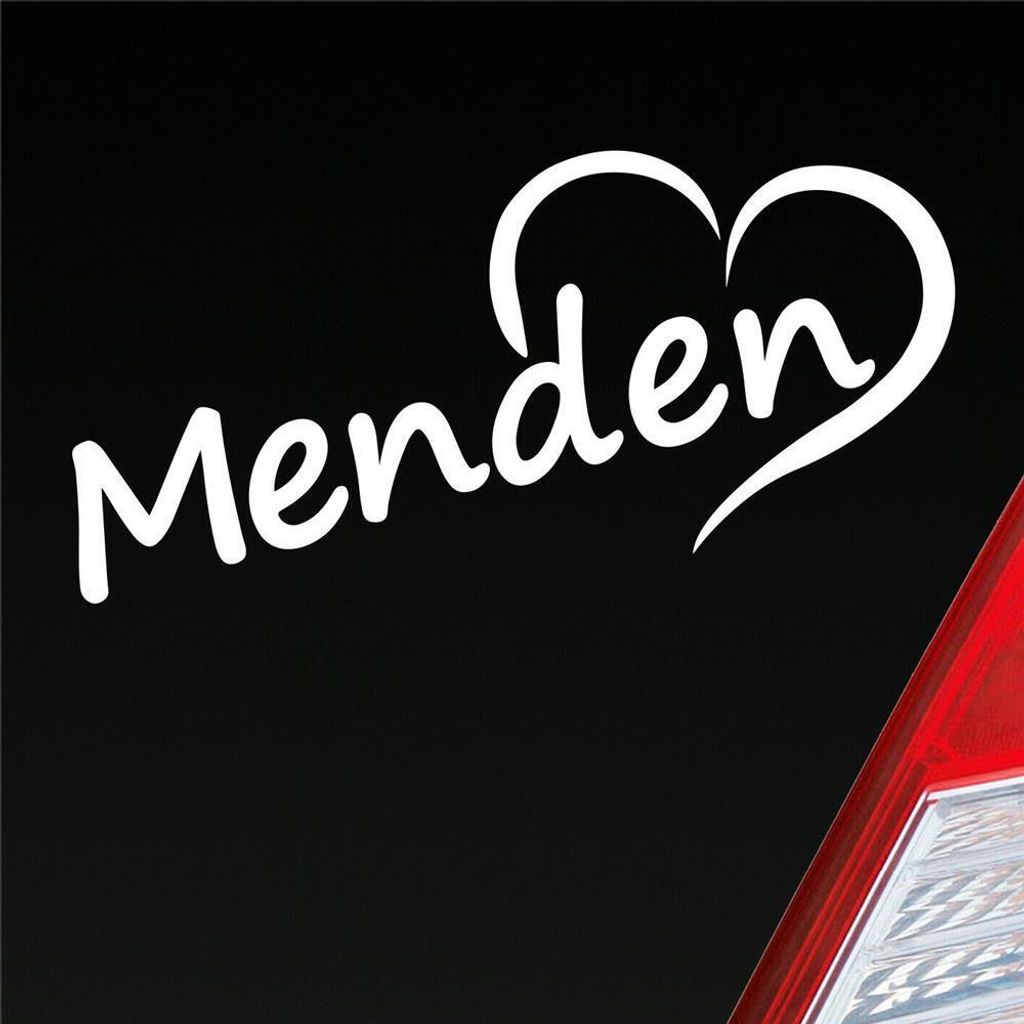 Auto Aufkleber Menden Herz Heart Stadt City Liebe Love 18x8 cm Weiss Matt Sticker Heckscheibenaufkleber