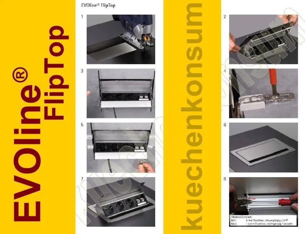 Bloc Prise Escamotable FlipTop 4 Postes avec Couvercle Pliable Inox