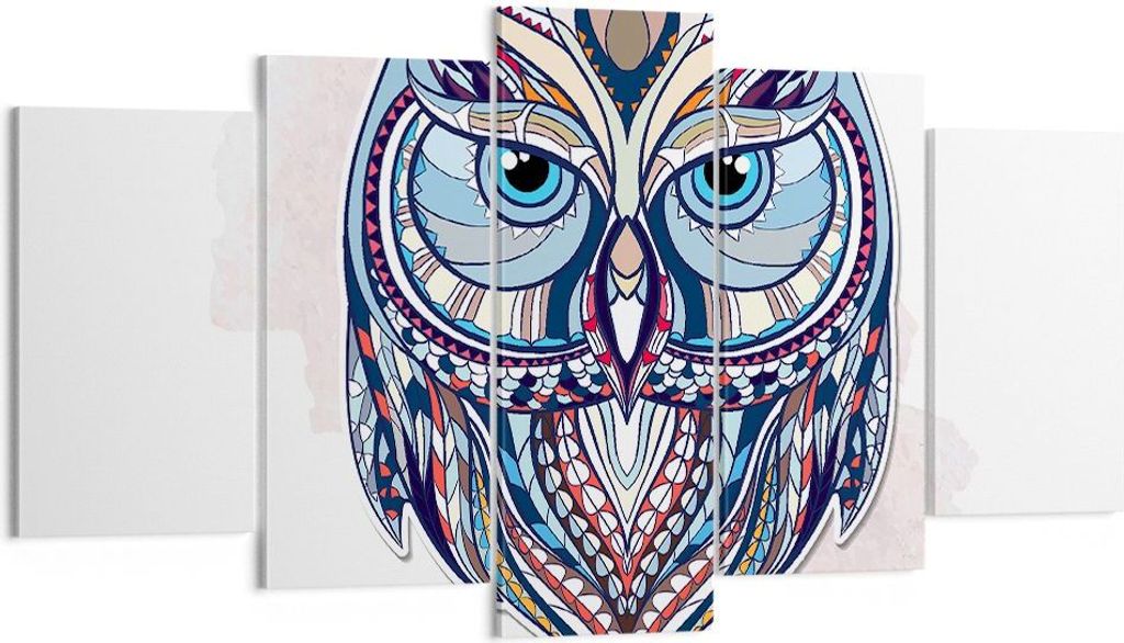 Bild auf Leinwand - Leinwandbild - Owl aztekische Tierwelt Grafik - 160x85cm - Wand Bild - Wanddeko - Leinwanddruck - Bilder - Kunstdruck - Wanddek...
