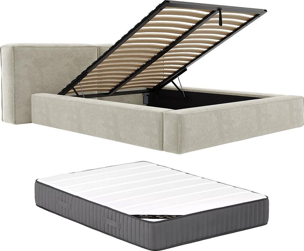 Bett mit Box 140 x 190 cm - Bukla - Beige + Matratze - TIMANO by Pascal Morabito brand