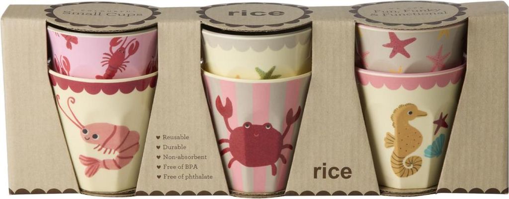 Rice Melamin 6er-SET Becher - Coral Ocean Print 160ml Produktbild 