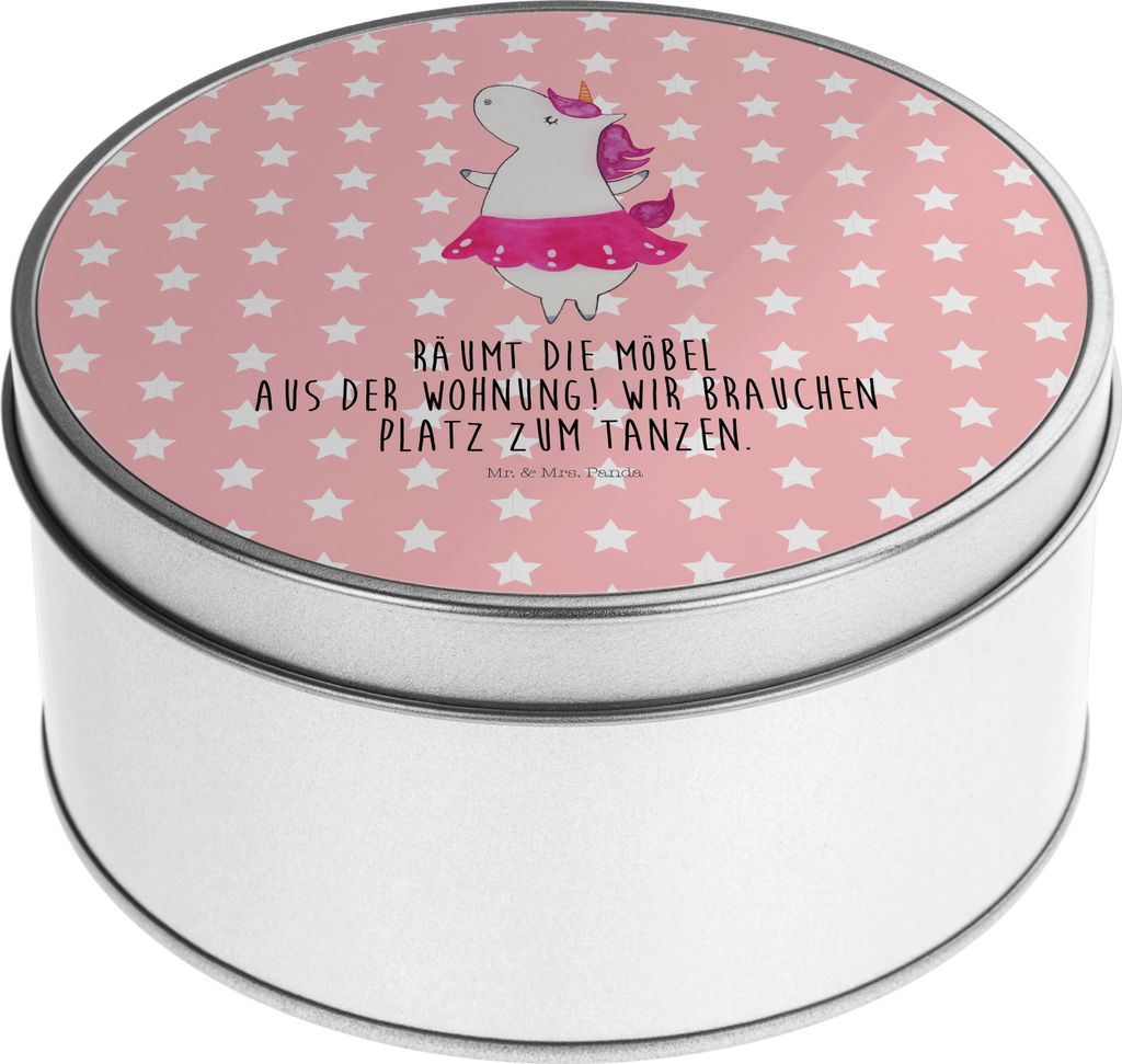 Mr. & Mrs. Panda Dose Einhorn Ballerina - Rot Pastell - Geschenk, Geburtstag, Erinnerungsbox, Einhörner, Teedose, Wohnung, Unicorn, keksdosen, Kek...