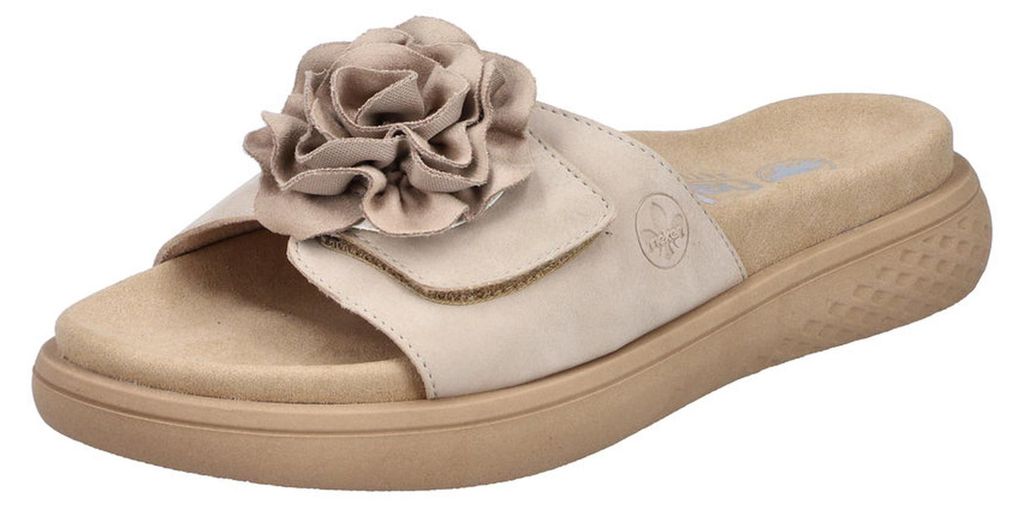 Rieker Damen Pantolette Klettverschluss Blumenapplikation Produktbild 