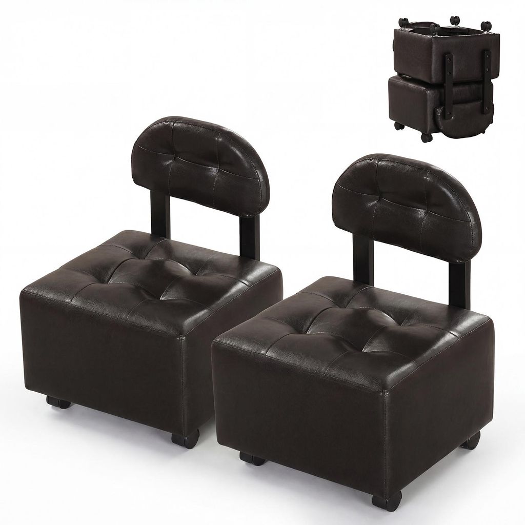 COSTWAY Lot de 2 tabourets avec dossier, tabourets avec Image du produit 