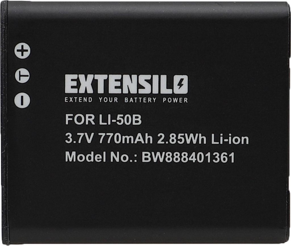 EXTENSILO Akku kompatibel mit Casio Exilim EX-TR100, Exilim EX-TR150, Exilim EX-TR200, Exilim EX-TR300, GZE-1 Kamera (770 mAh, 3,7 V, Li-Ion)